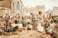 Glendening, Alfred - Flower Market in a French Town